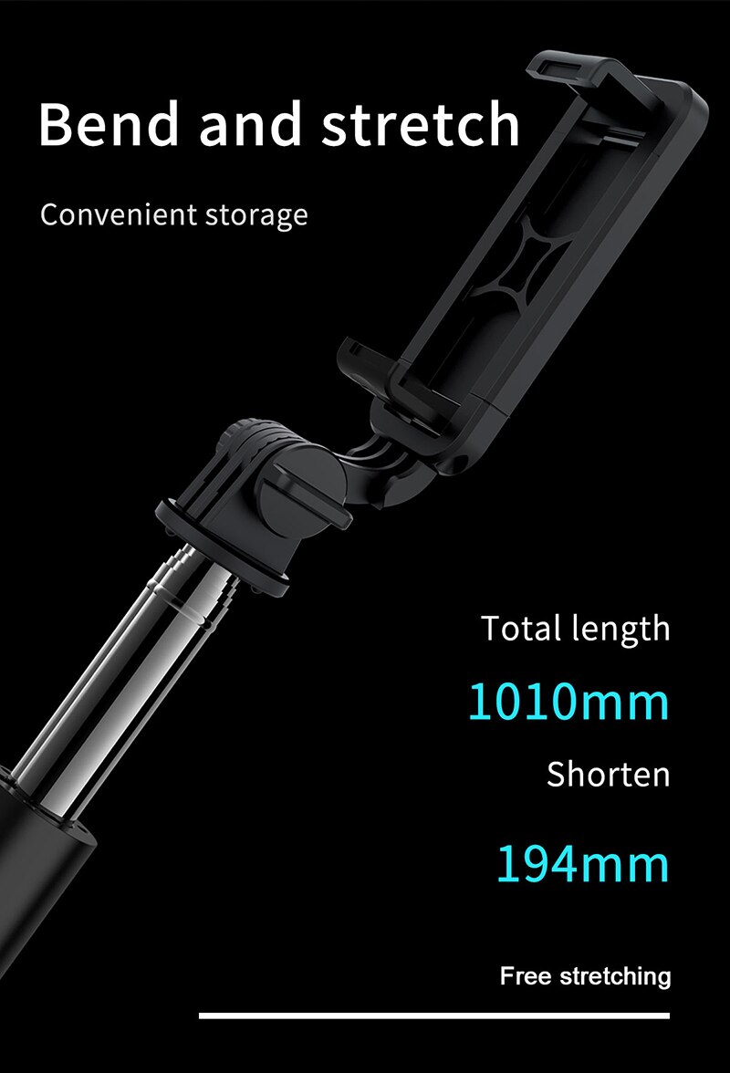 101cm Bluetooth Selfie Stick Tripod - Foldable, Extendable Monopod with Remote for Smartphones & Action Cameras