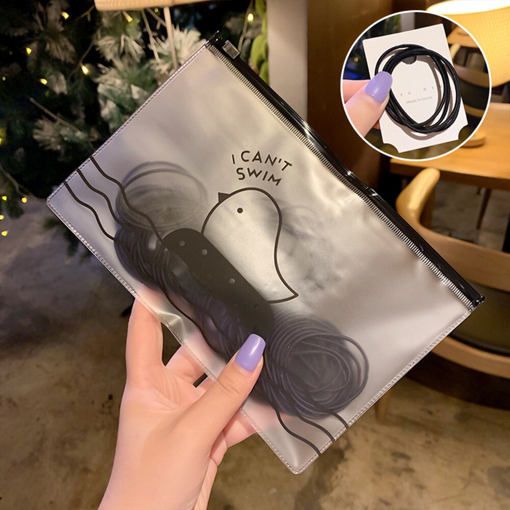 100pcs/Pack Girls Colorful Nlyon Elastic Hair Bands Child Adult Ponytail Holder Rubber Bands Hair Rope Kids Hair Accessories: Black