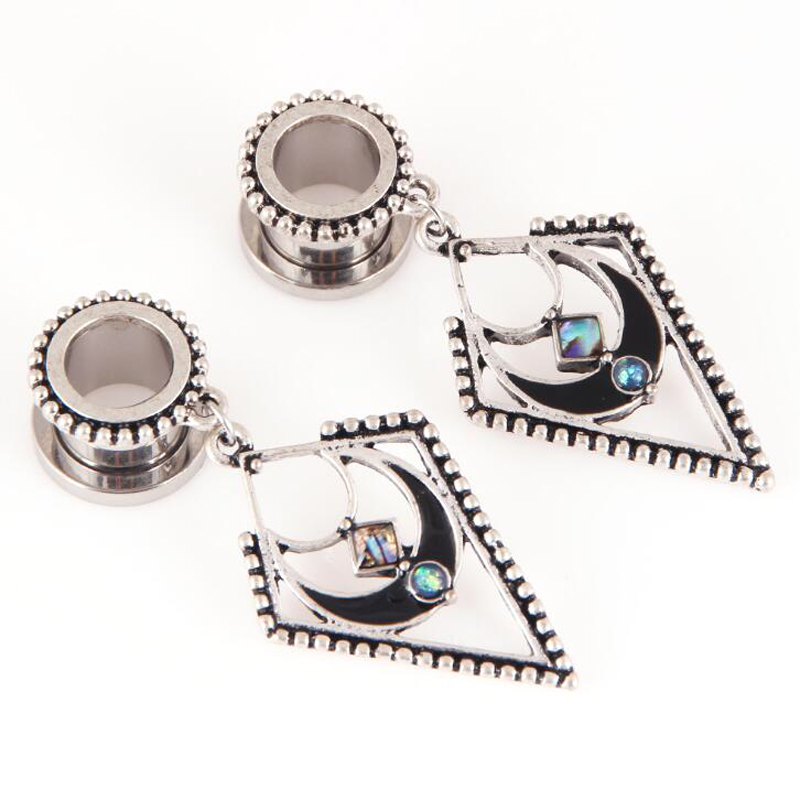 Stainless steel metal ear earrings body piercing earrings opal pendant ear piercing jewelry