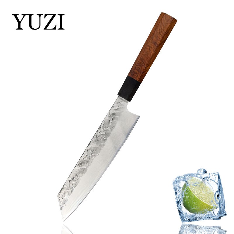 Yuzi Keukenmessen 5Pcs Set Gesmeed Koksmes Set Japanse Kiritsuke Mes Vlees Hakmes Snijden Mes Koken Tool: 8in Kiritsuke knife
