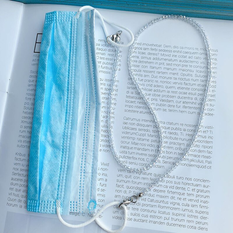 Cadena para mascarilla facial con cuentas de cristal para hombre y mujer, cadena para gafas de sol con cuello, cordones, accesorios para gafas