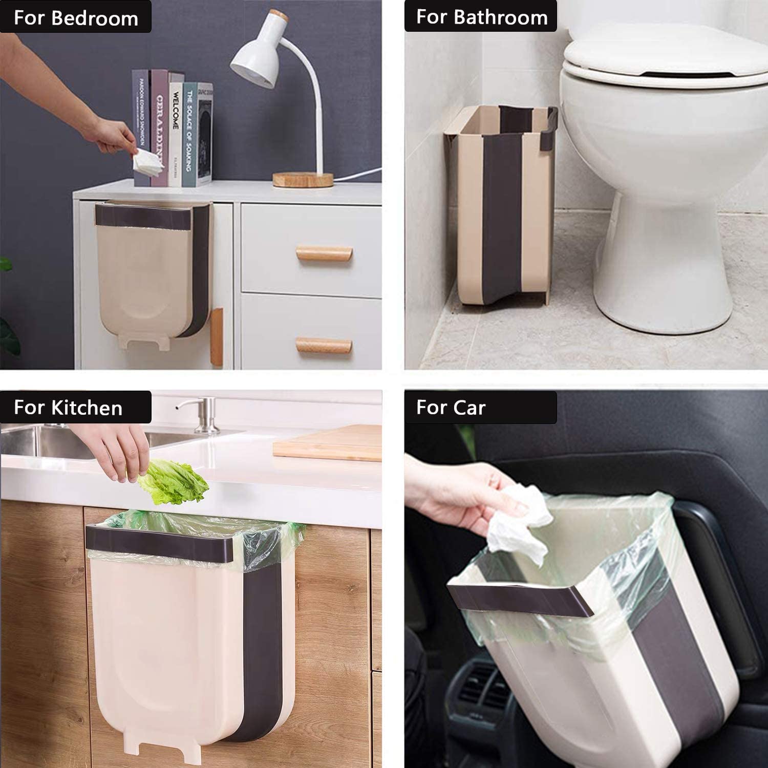 Collapsible Hanging Waste Bin, Kitchen Food Garbage Bucket, Under Countertop Sink Rubbish Accessories