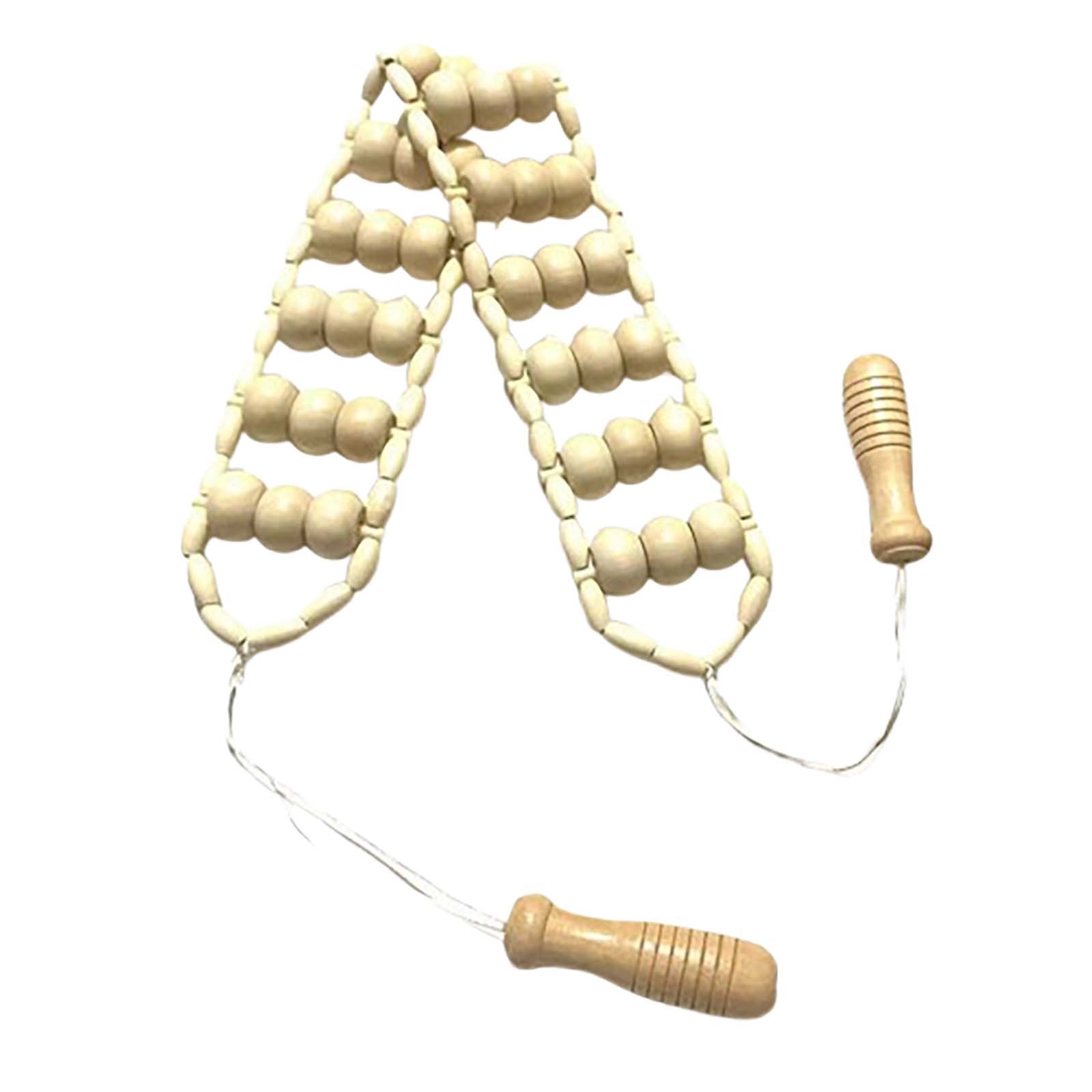 Wood Back Massager Roller Rope Wood Therapy Massage Tools Body Sculpting - Lymphatic Drainage Anti-cellulite Muscle Pain Relief: WHITE