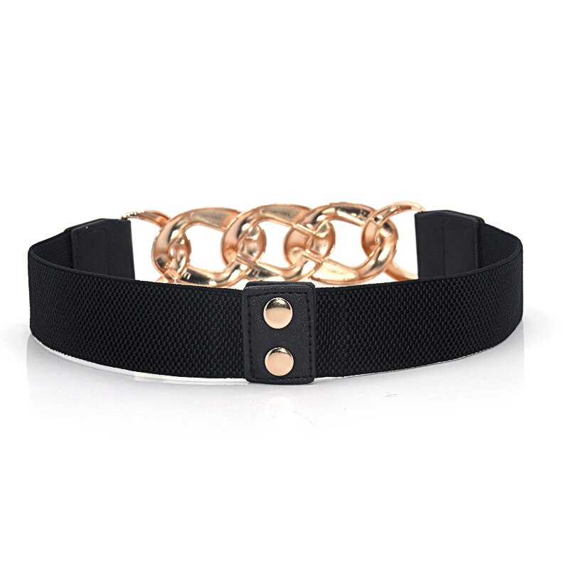 Gold Color Chain Buckle Waist Belt for Dress ElasticWide Ladies Belt All-match Coat Sweater Women Belt Waistband