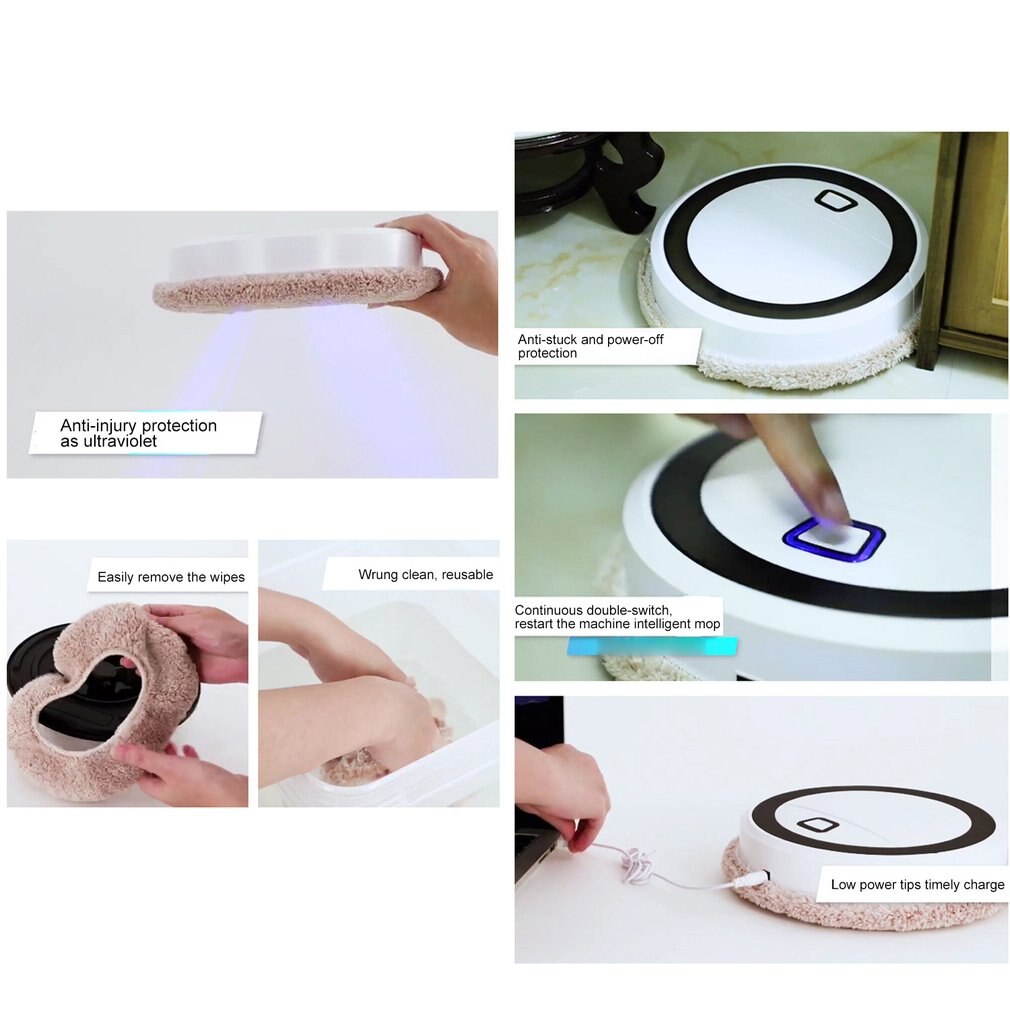 Automatic USB Charging Mop Smart Robot Mopping Cleaner UV Sterilization Household Broom Machine Floor Robot Magic Broom