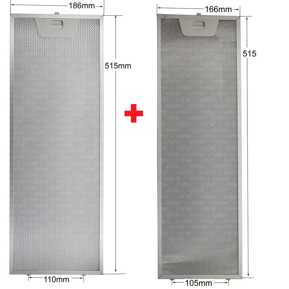 00660222 00660223 Juego Filtros Campana Extractora 515x166 + 515x186 mm Juego Filtros Grasa Campana Extractora Cocina Aluminio 50271563004 133.0176.353