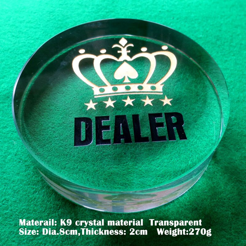 1pc dealer eller alle i poker knap texas hold'em spil dealer knap krystal: Forhandler (clear)