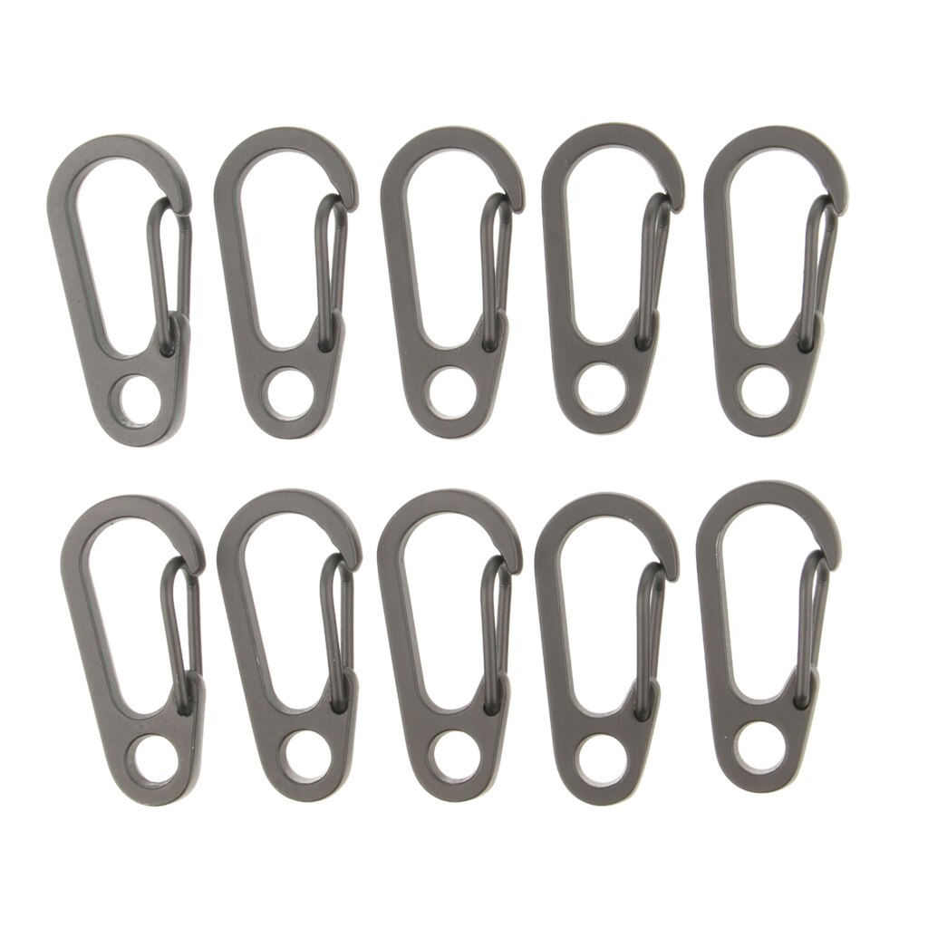 10Pcs Kleine Metalen Karabijnhaak Paracord Clips Snap Haken Met Vast Oog Gat Voorjaar Sluitingen Sleutelhanger Gespen En Accessoires Tool