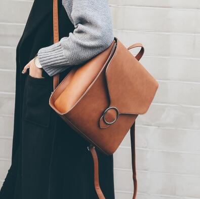 Frauen Rucksack PU Leder retro Weiblichen beutel schulranzen Teenager Mädchen Reise bücher Rucksack Schulter Taschen: Braun