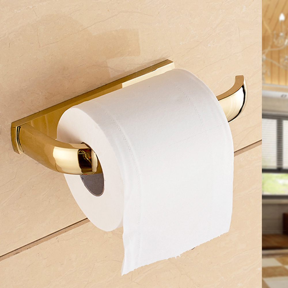 Set de accesorios de baño cuadrados de latón dorado de POIQIHY, estante para toallas, soporte de papel higiénico para Bar, soporte para toallas, gancho de tela, soporte para cepillo de baño PHY016