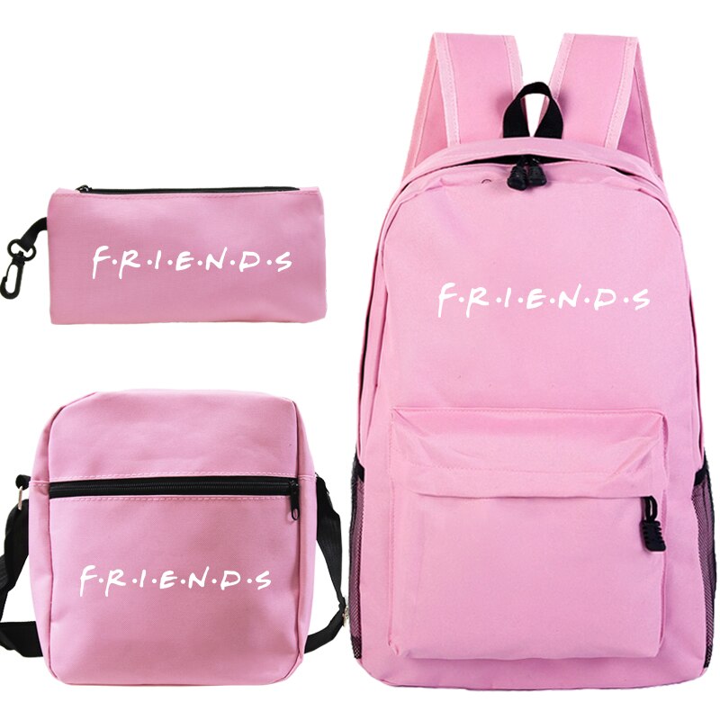 Mochila con estampado de TV Friends para Mujer, bolsa de viaje para ordenador portátil, escolar, para chicas adolescentes, 3 uds.: 1 / 3Pcs set