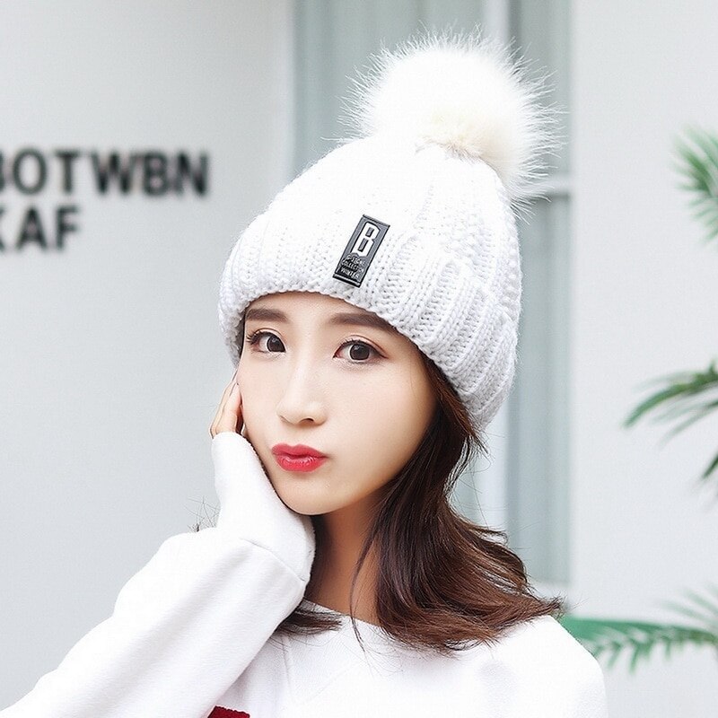 2 Stuks Set Vrouwen Gebreide Muts Sjaal Caps Halswarmer Winter Hoed Voor Dames Meisjes Skullies Mutsen warme Fleece Caps: 16