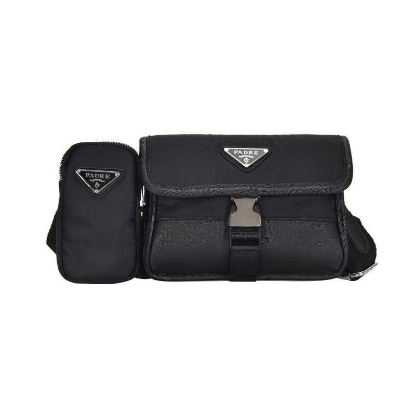Bandolera multiusos para mujer, bolso de pecho, estilo de Hong Kong, de tela de nailon, riñonera Retro oscura, novedad de: Horizontal Black