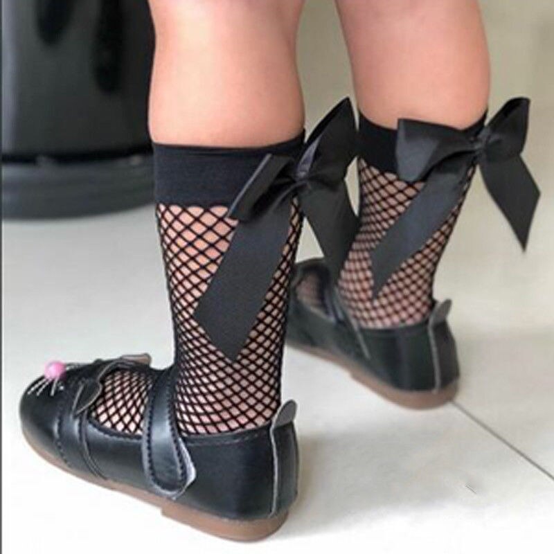 Vrouwen Baby Meisjes Kids Mesh Sokken Zwarte Vrouwen Kid Casual Stretch Sheer Visnet Netto Sokken Mesh Enkel Hoge Strik comfort Sokken