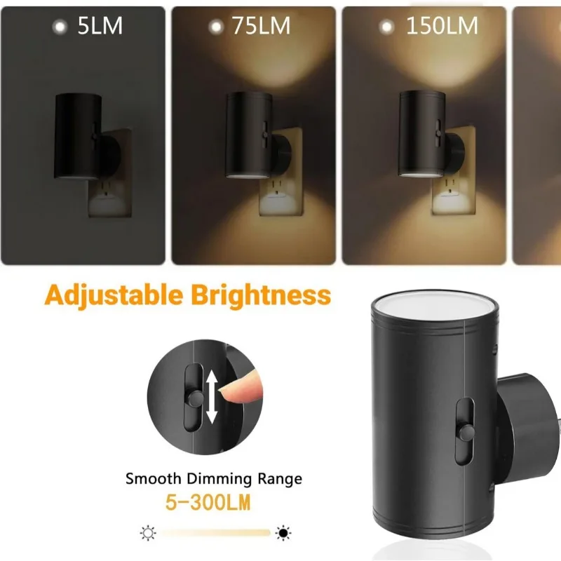 Luz LED nocturna cilíndrica enchufable lámpara de pared moderna Sensor brillo ajustable luces nocturnas regulables para pasillo dormitorio