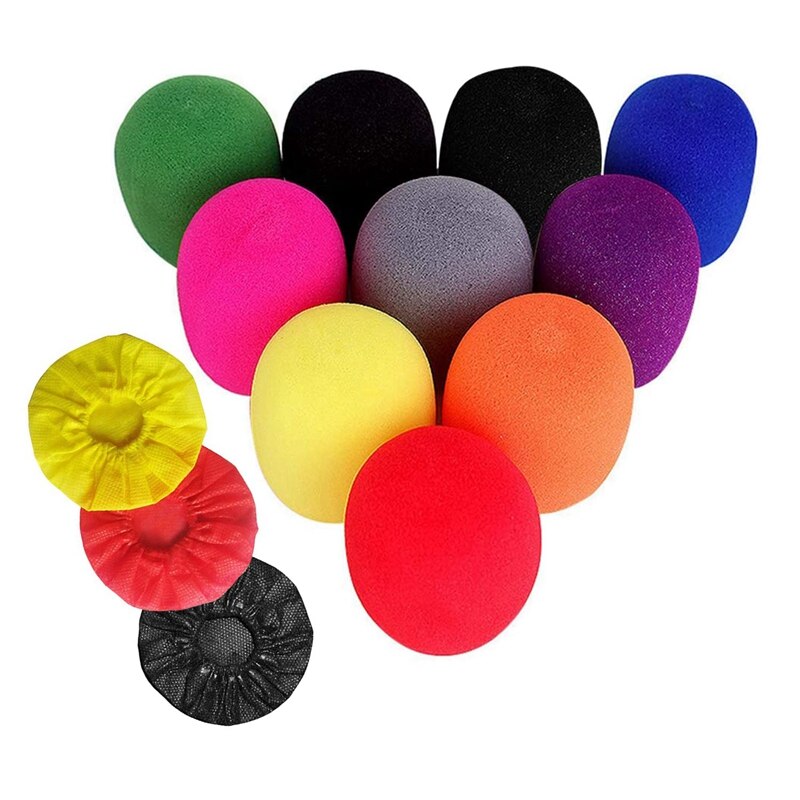 250 Pcs Disposable Microphone Cover for KTV Recording Room News, 200 Pcs Red-Yellow-Black & 50 Pcs Ran Colors