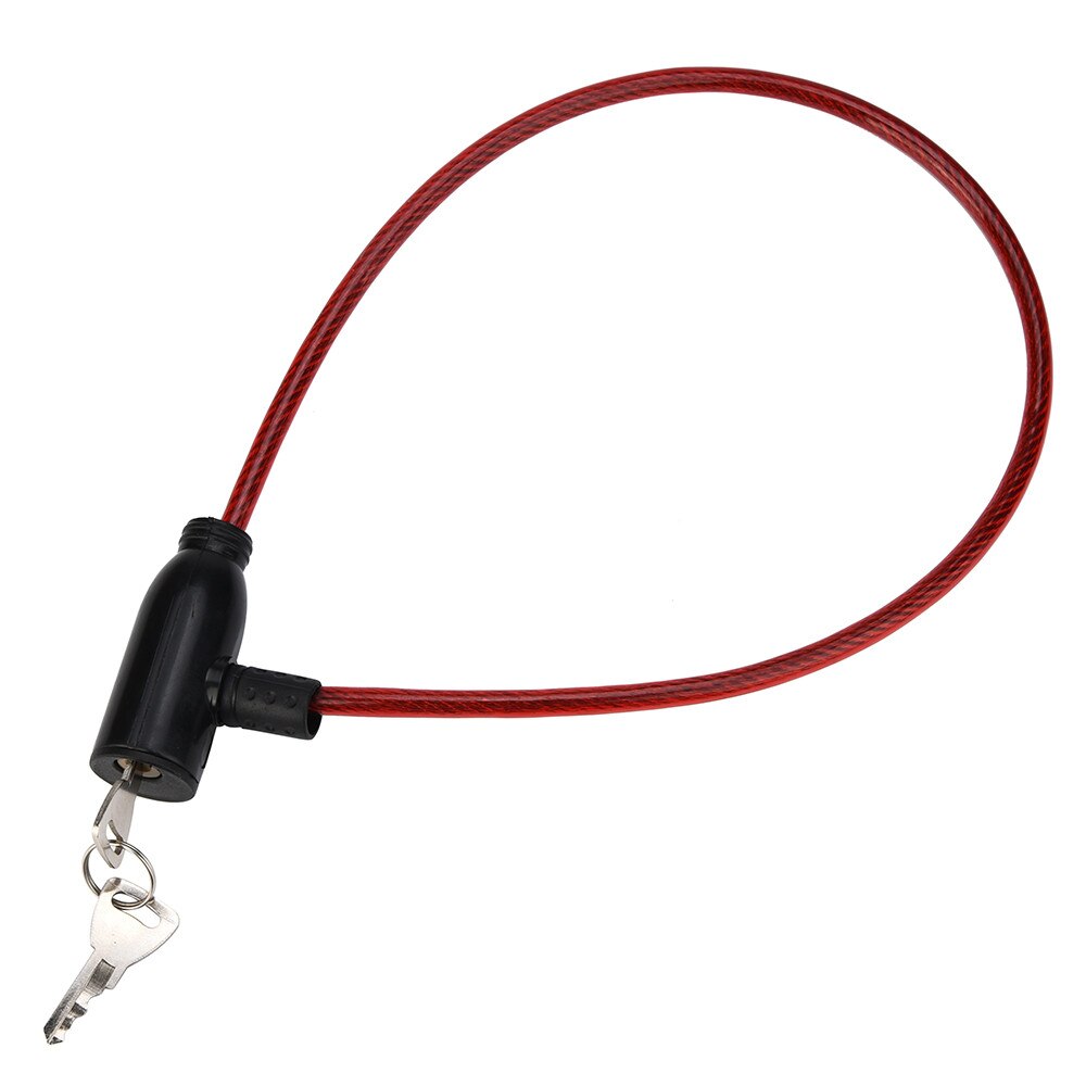 1 pc Cycling 8x640mm Cable Anti-Theft Bike Bicycle Scooter Safety Lock With 2 Keys Steel Wire durable to use fitness bicycle 15: Red 