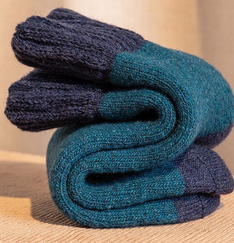 Chaussettes en laine mérinos pour hommes, chaudes, Style rétro, douces, Super épaisses, en éponge, bottes de randonnée, hiver