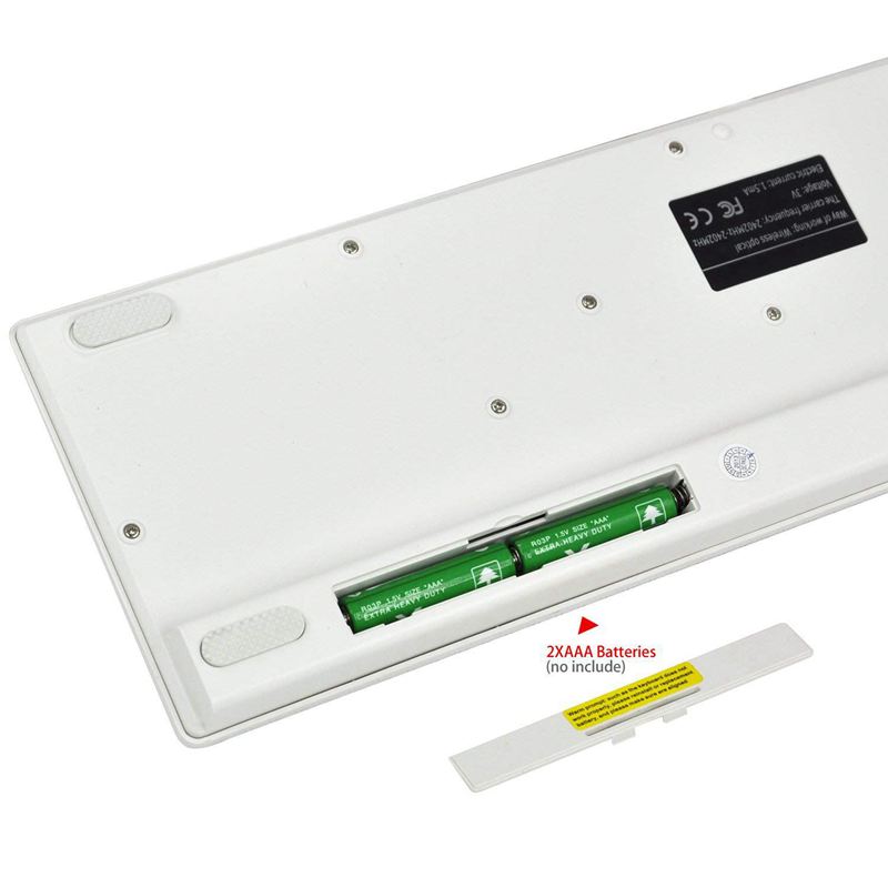 Wireless Slim White Keyboard + Wireless Optical Mouse Set for PC and Laptop