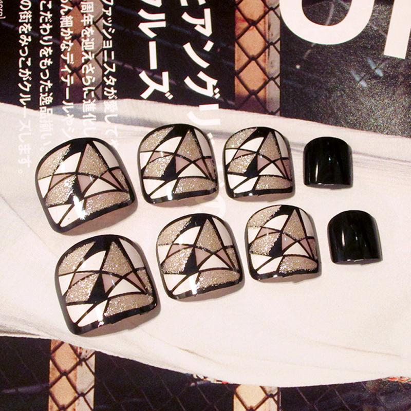 24 pièces populaire ongle Patch Nail Art court faux ongles Patch couverture complète faux ongles artificiels avec des outils de manucure de colle