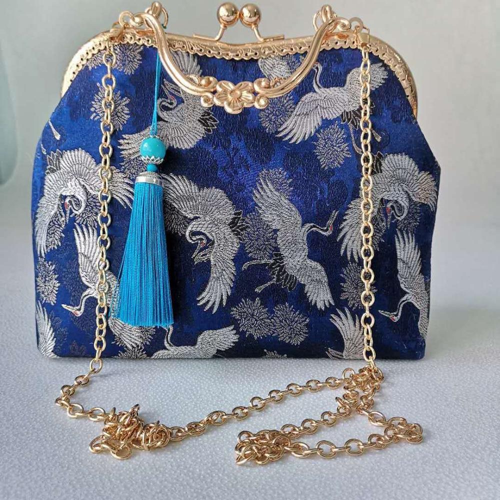 Bolso de estilo japonés para mujer, bolsa de mano con cierre de concha, Vintage, cadena, bandolera