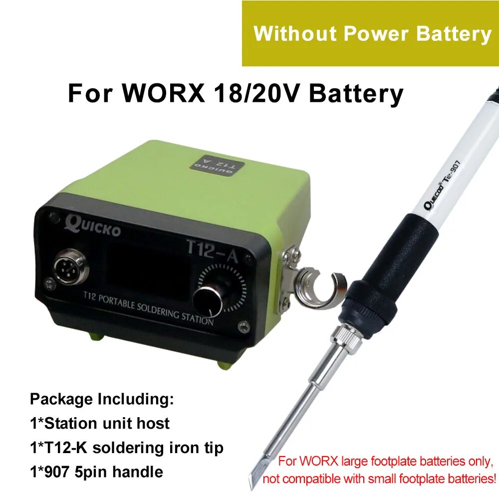 72W T12 Akku-Lötstation Lötkolben für Dewalt/Makita/Milwaukee/Worx Akku 20V Max Li-Ionen-Akku für DIY-Reparatur: green