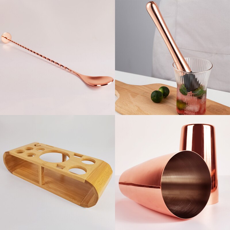 1-13 Piece Cocktail Shaker with Stylish Stand Bar Set (Copper and Black)Everything for Pefect Home Bartending