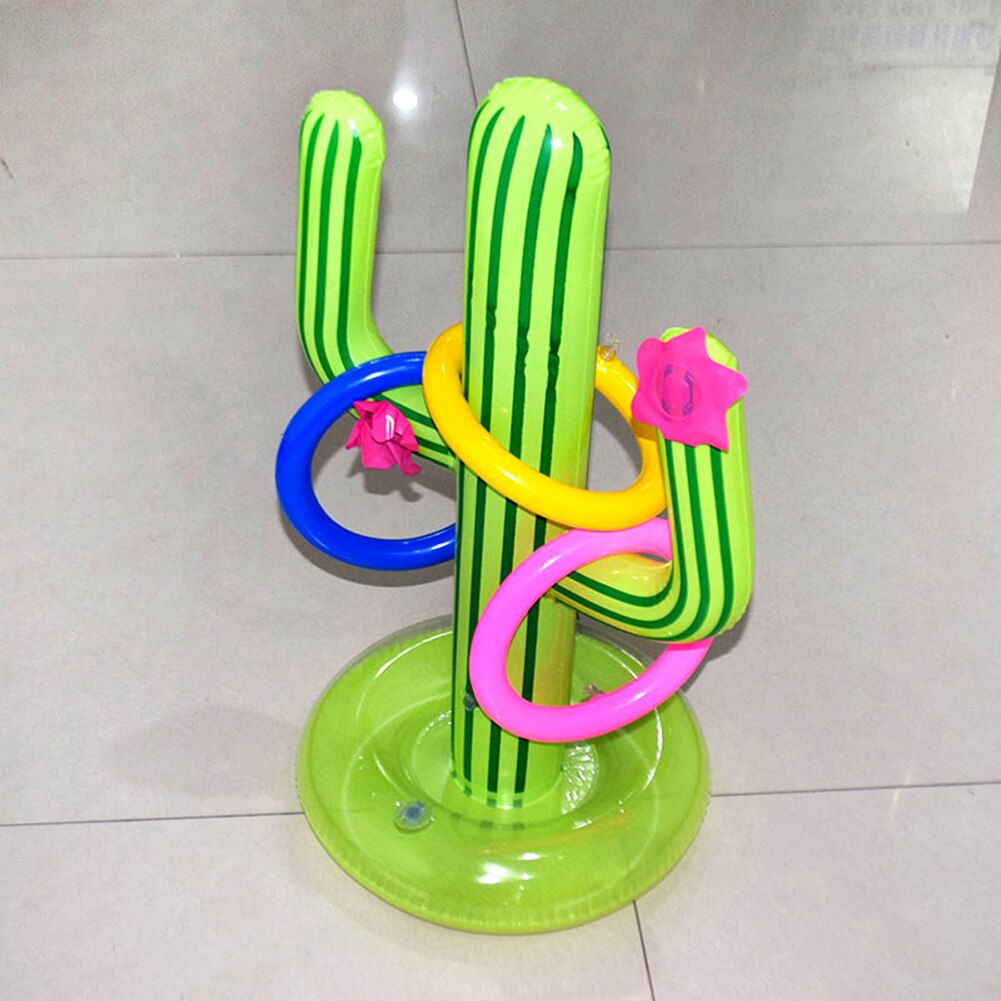 Inflatable Cactus Ring Toss Game Set Target Toss Ferrules Floating Swimming Ring Outdoor Children Intelligence Classic Game