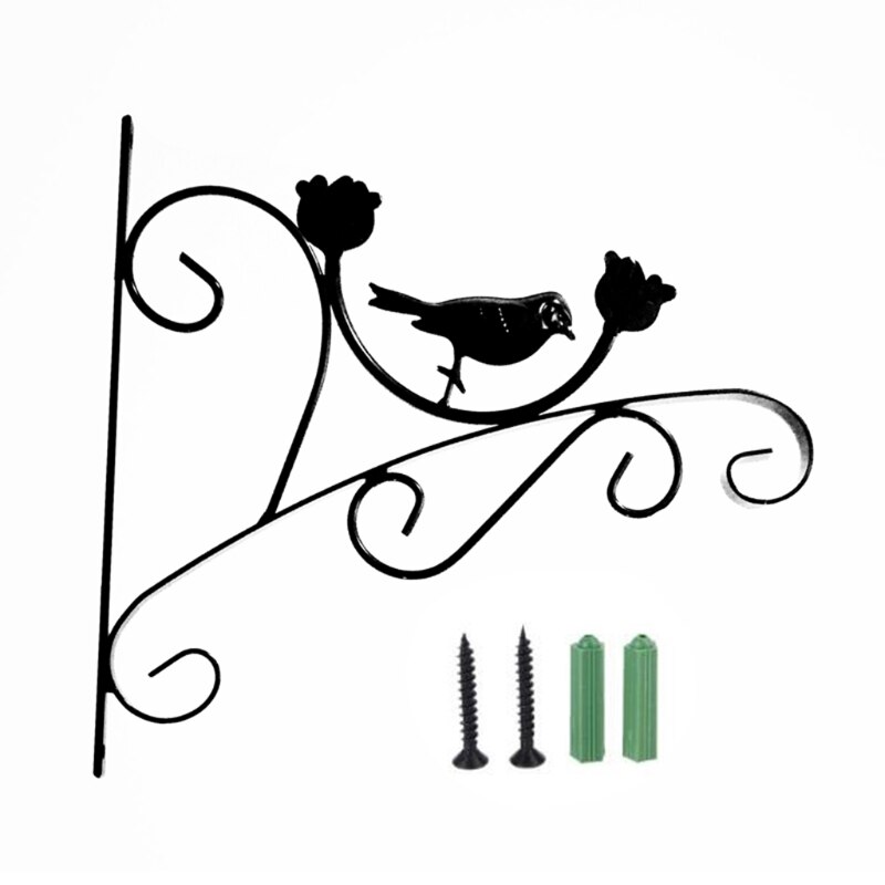 Scandinavische vogel wandhanger bloempot ondersteuning plantenbeugel haak hanger decoratie  m68e: Bk
