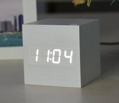 FiBiSonic Upgrade LED Alarm Clock,despertador Temperature Sounds Control LED display desktop Digital table clocks: white white