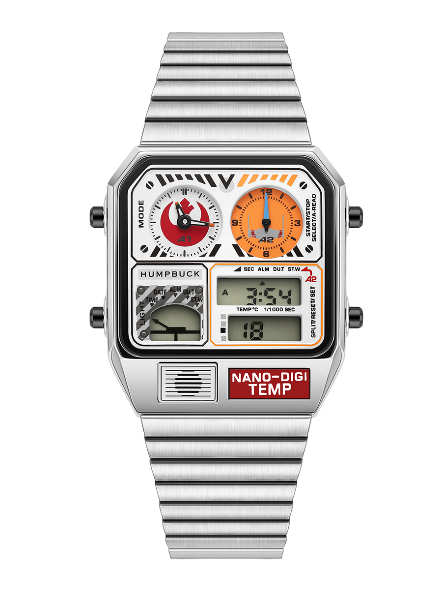 HUMPBUCK Relojes digitales para hombres Temas clásicas Reloj de pulsera multifuncional con cronómetro de temperatura Tiempo dual y calendario: Bronze
