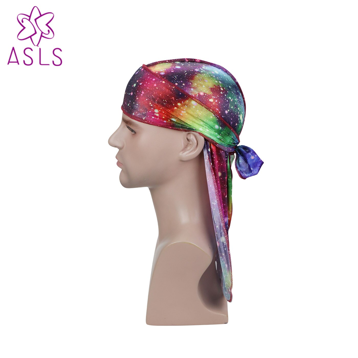 Nueva galaxia galáctica estrellas patrones sedoso Durag turbante sombrero pelucas Durags Doo trapo diadema motorista pirata sombrero accesorios para el cabello
