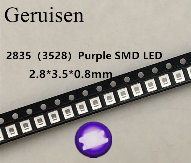100Stck 2835 3528 SMD UV LED Lila Lampe Perle 395 - 410nm Uv-Licht-emittierende Dioden Ultra violett SMT LED Perle