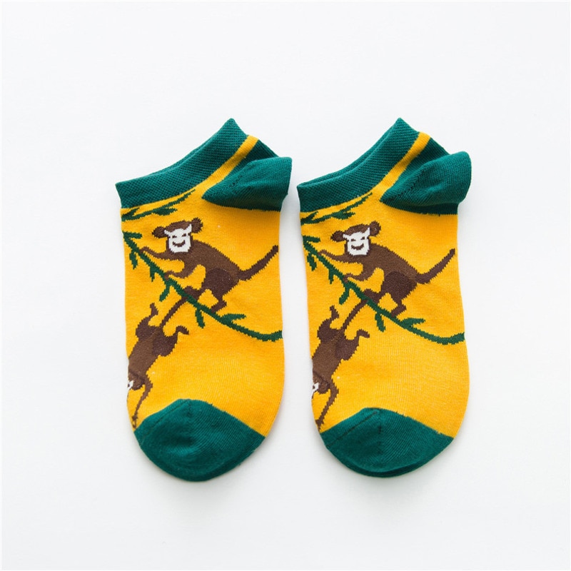 Söta strumpor kvinnor sommar tecknad tryckt bomull korta roliga strumpor män glada ankel unisex strumpor meias calcetines