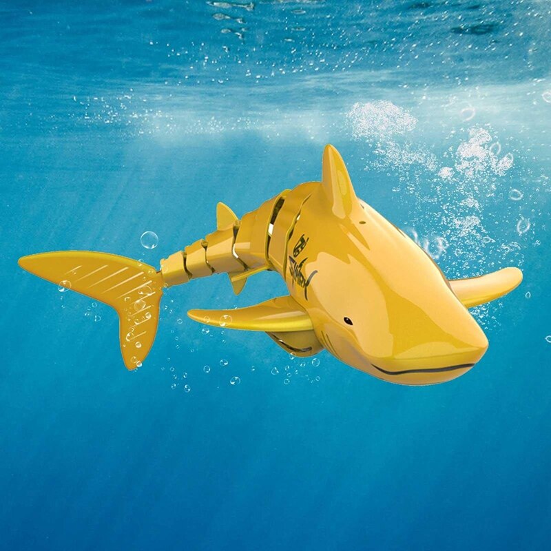 Barco tiburón dorado de 2,4G para niños, Robot de simulación, a prueba de agua, Control remoto electrónico, natación, tiburón, Juguetes