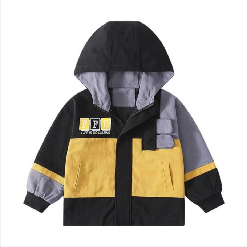 Jongens Jas Voor De Lente Herfst Katoenen Koreaanse Casual Letters Hooded Geul Jas Kinderkleding Jas Voor Jongens 4-11Y