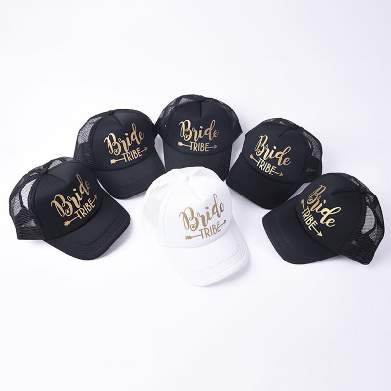 Bruden stamme snapback trucker mesh hat guld bogstaver pil bryllup baseball cap