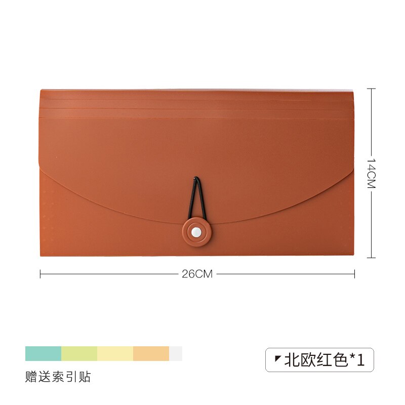 Sac de rangement de Classification à 13 couches, sac d'orgue, dossier de facture, sac de Document, sac de rangement de facture, petit dossier, papeterie de bureau: B red 1pcs