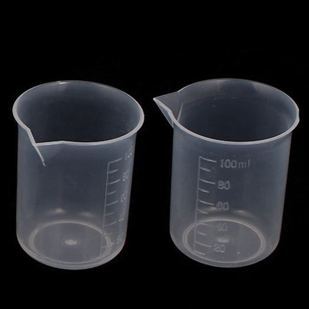 Gobelet gradué mL en plastique transparent, 2 pièces, outil de cuisine, laboratoire, , 100