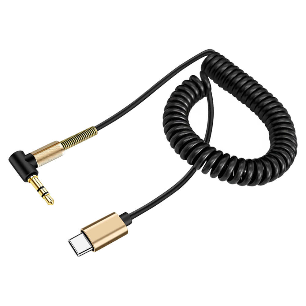 Usb C Naar 3.5Mm Auto Veer Intrekbare Audio Kabel Voor Iphone 15 3.5Mm Naar 3.5Mm Jack Aux Kabel Luidspreker Elleboog Adapter