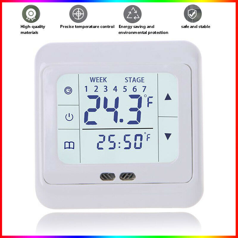 Thermoregulator Touch Screen Verwarming Thermostaat Voor Warme Vloer Elektrische Verwarming Systeem Temperatuur Controller Met Kid Slot