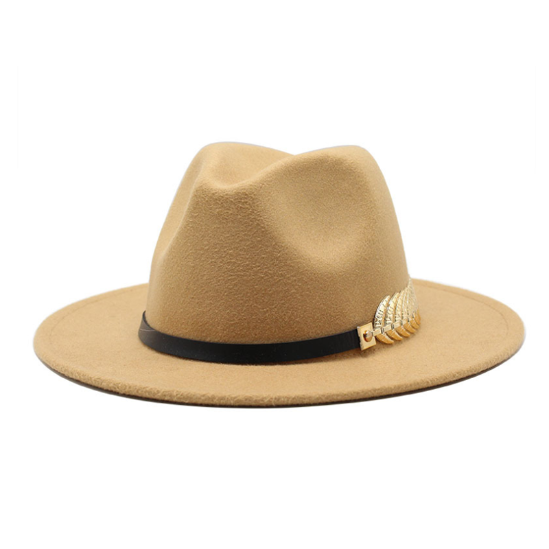 Mænd kvinder bred rand uldfilt fedora panama hat med bæltespænde jazz trilby cap fest formel top hat: 5