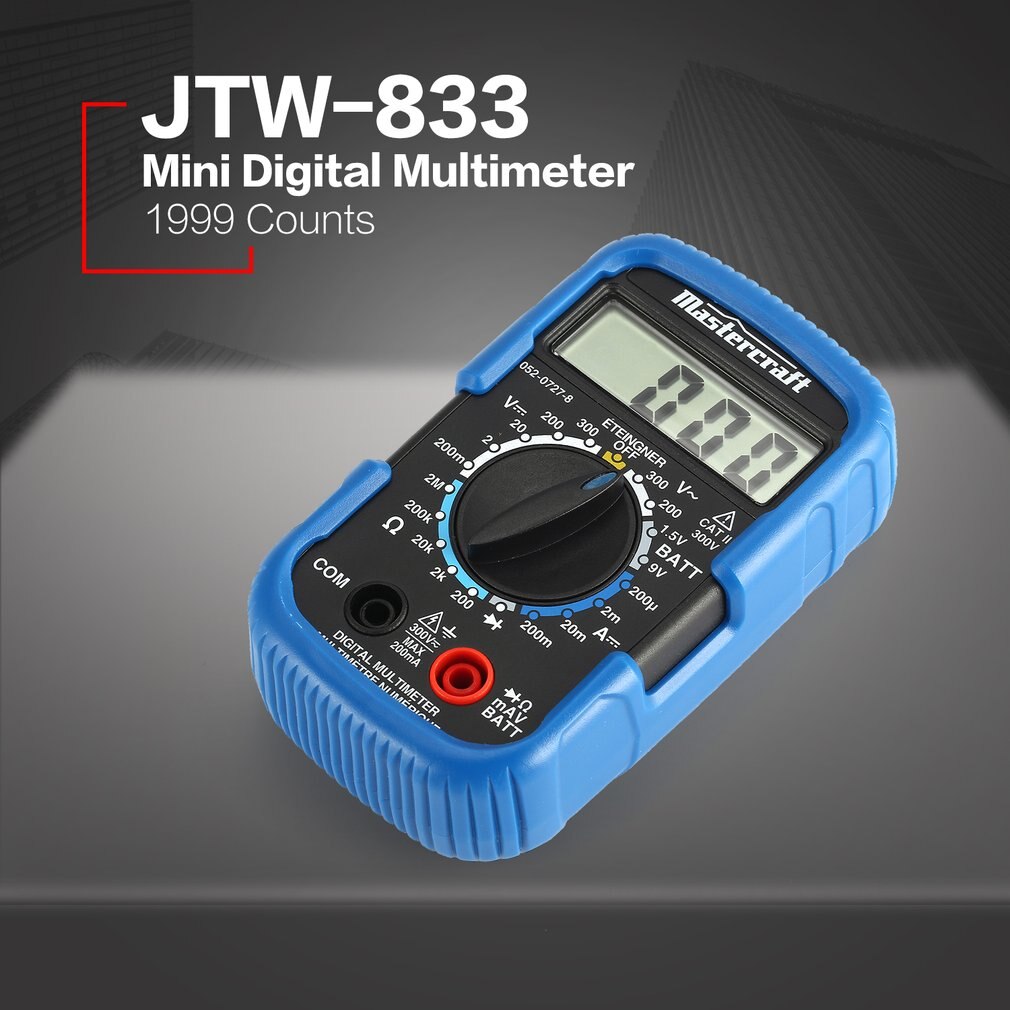 JTW-833 Handheld Mini Digital Multimeter 1999 Counts AC/DC Volt Diode Battery Tester Ammeter Voltmeter Multifunction Multimeters