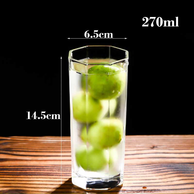 Genomskinlig åttakantig glaskopp blyfri mjölkjuice tekopp hem kaffemugg vinbjörn cocktailglas drinkware vasos de vidrio: 270ml