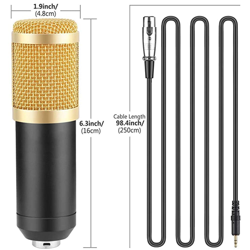 Micrófono condensador de estudio BM800 , 3,5mm, con cable, condensador, micrófono de grabación de sonido para ordenador
