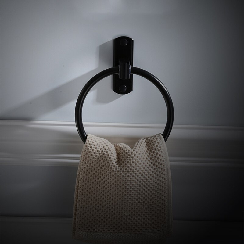 Toalla negra anillo toallero europeo toalla Circular anillo colgante accesorios de baño antiguos