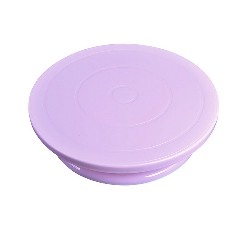 Plastik kage drejeskive roterende skridsikre rund kage ståkøkken gør-det-selv pande kage bordplade roterende kagebund bageværktøj: Lilla