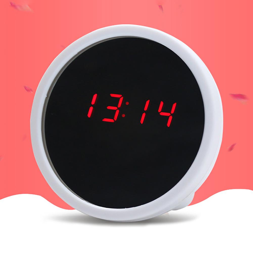Mini Desktop Digital Clock LED Display Mirror Electronic Noiseless Digital Alarm Clock Mini Children Student Desk Table Clock