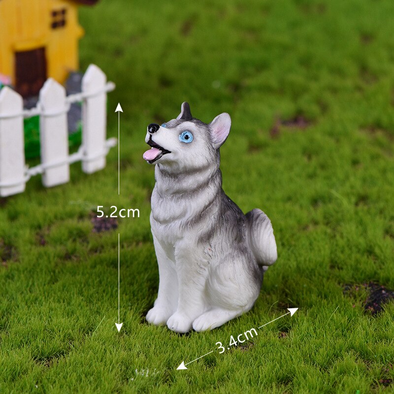 Diy avslappnad hund husky djurfigurer heminredning tillbehör älva trädgård bonsai harts miniatyrer jul: 2