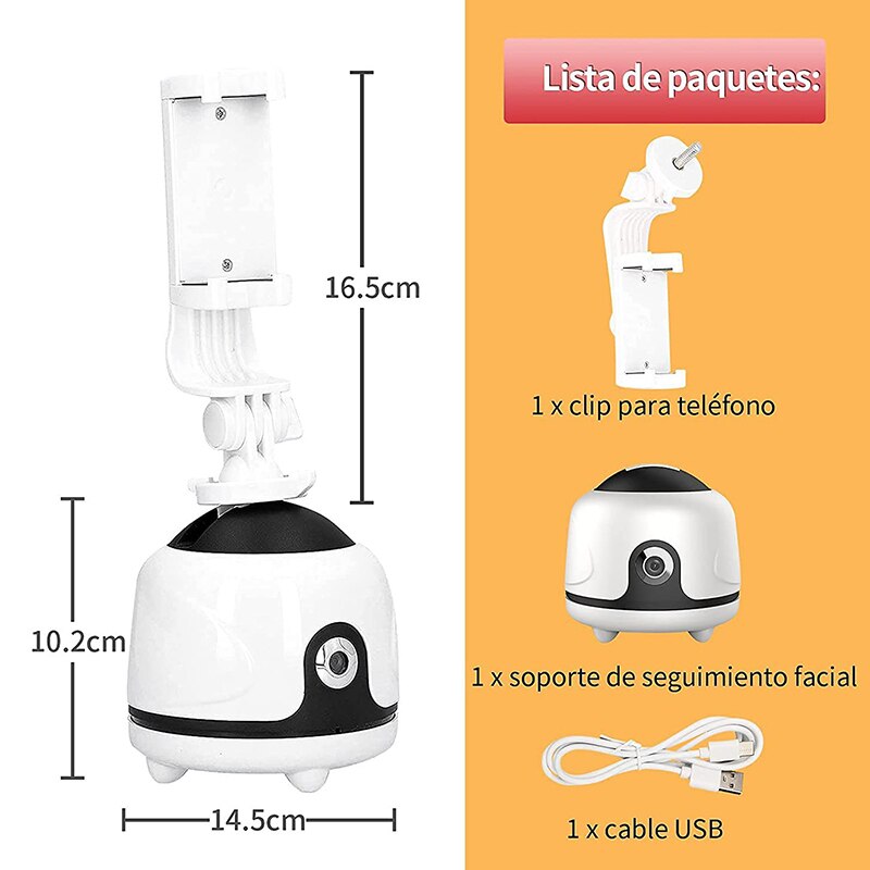 Auto Smart Shooting 360° Selfie Stick Intelligent Follow Gimbal AI-composition Object Tracking Auto Face Tracking Robot Camera: with Clip